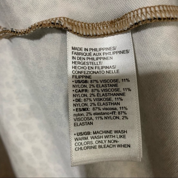 Lark & Ro Black Brown Faux Wrap Animal Print 3/4 Sleeve Dress - Picture 10 of 11